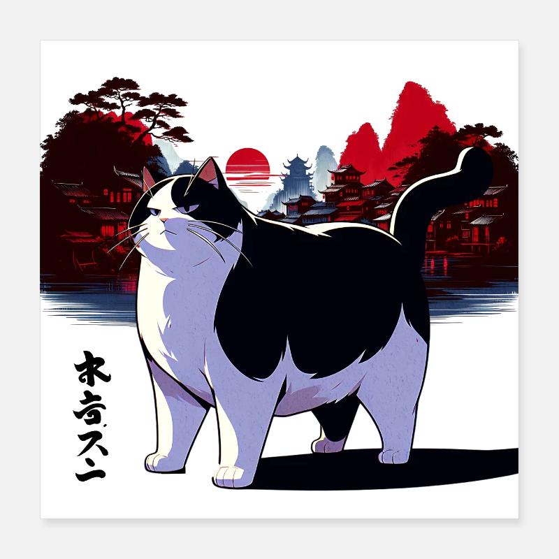 Anime Cat - The Wanderer Poster 16" x 16" (40x40 cm)