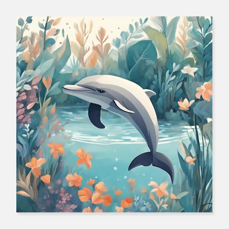 Poster for Kids - Dolphin Poster 16" x 16" (40x40 cm)