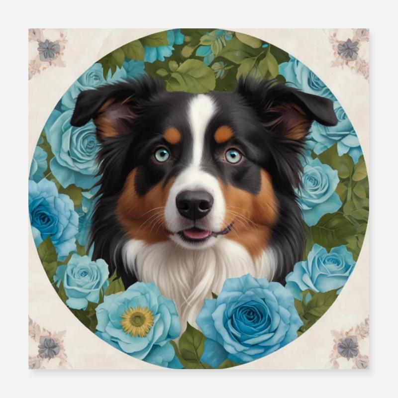 Blauäugiger Australian Shepherd Poster 40x40 cm