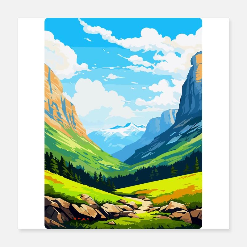 Parc national d’Ordesa et du Mont-Perdu Espagne Affiche Poster 40 x 40 cm