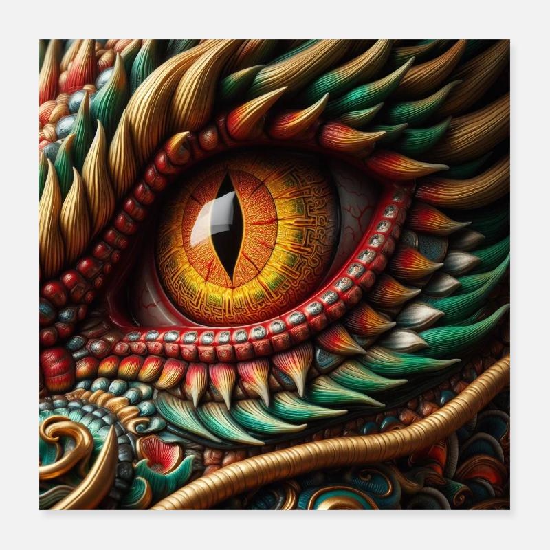 Œil du dragon 1 - Poster 40 x 40 cm - blanc