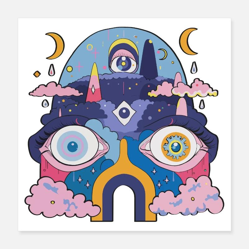 Psychedelic robot Poster 16" x 16" (40x40 cm)
