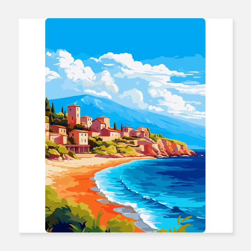 Céphalonie Grèce Affiche de voyage vintage souvenir Poster 40 x 40 cm