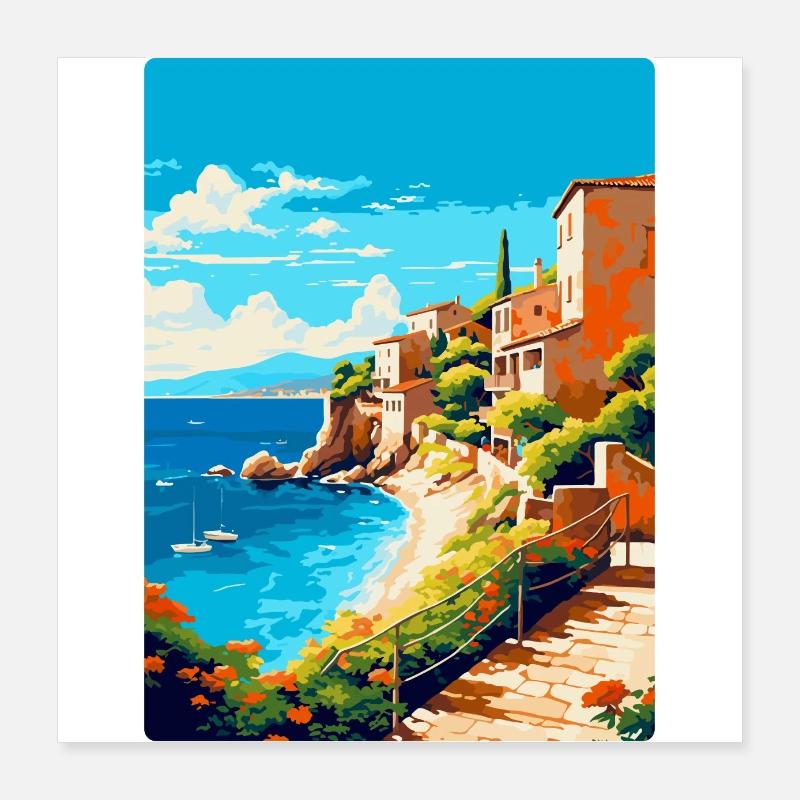 Costa Brava Spanien Vintage Reiseplakat Souvenir Poster 40x40 cm