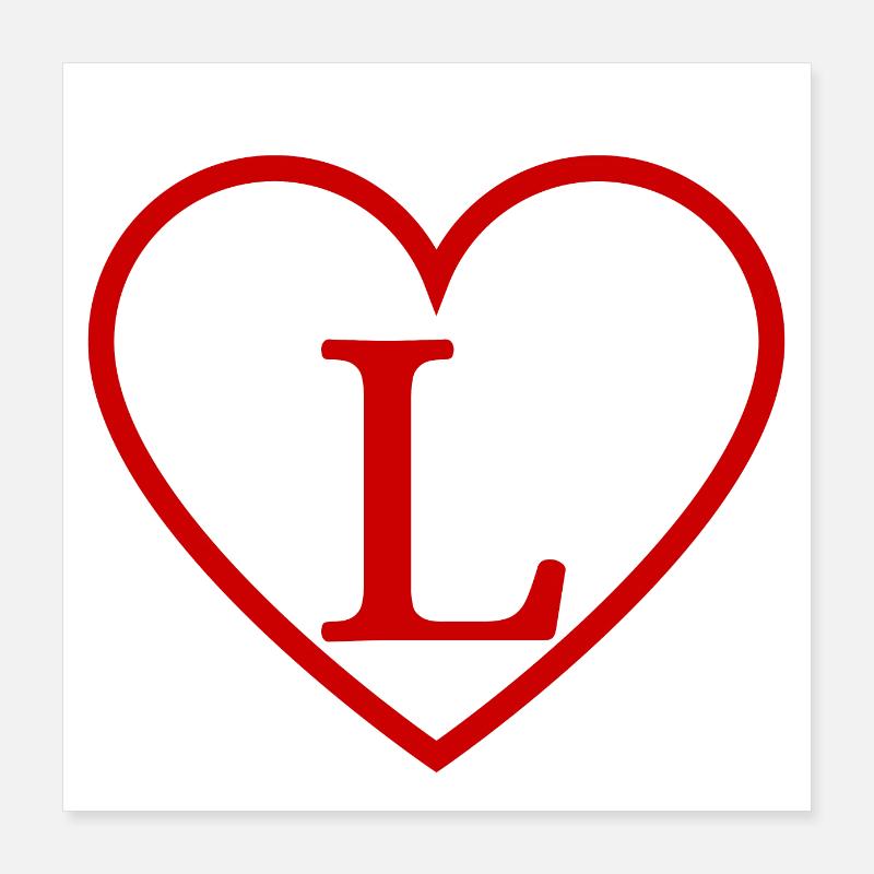 Buchstabe l rotes Herz Poster 40x40 cm