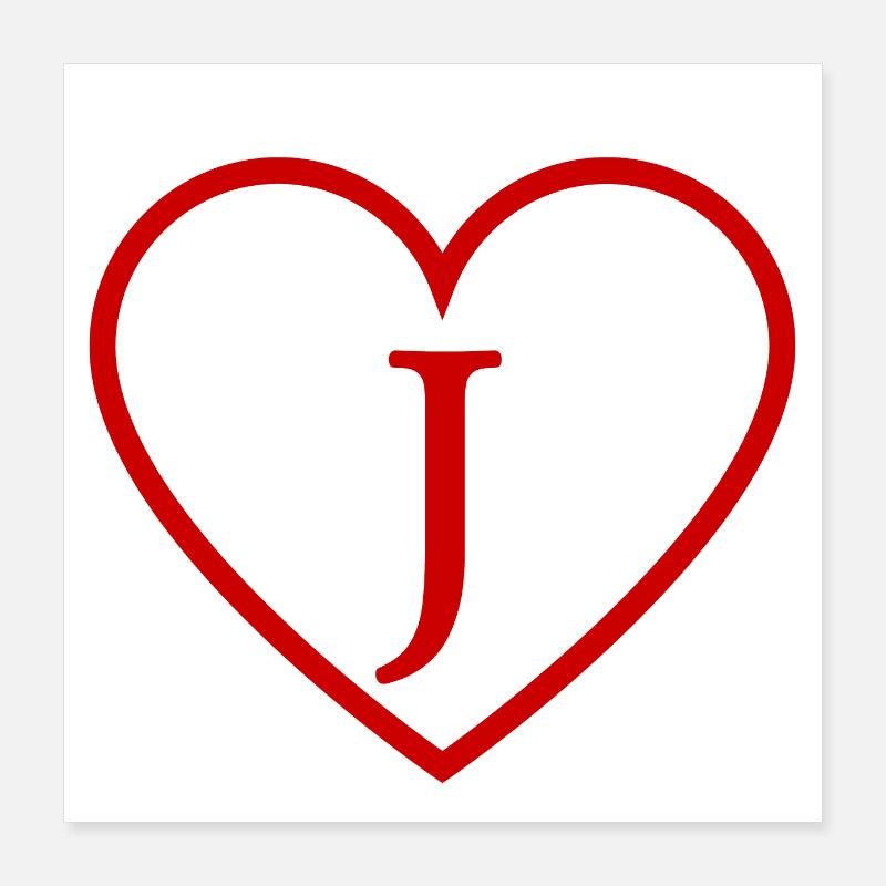 Buchstabe j rotes Herz Poster 40x40 cm