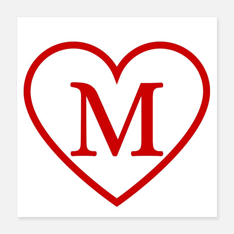 Letter m red heart Poster 16" x 16" (40x40 cm)
