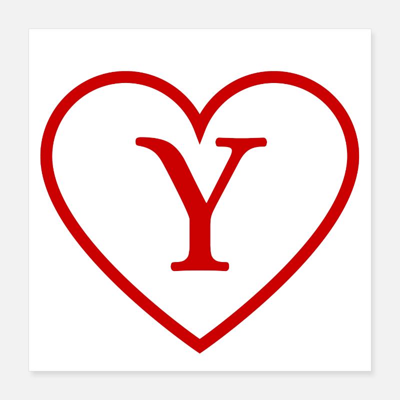 Buchstabe y rotes Herz Poster 40x40 cm