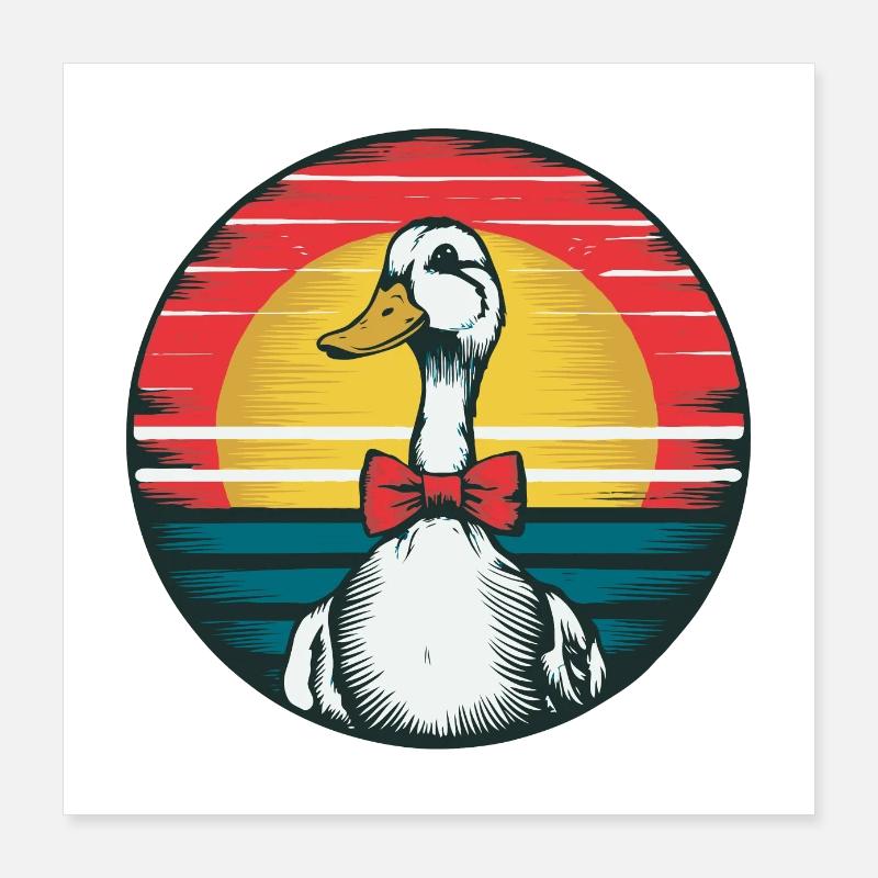 Canard avec un nœud papillon Poster 40 x 40 cm