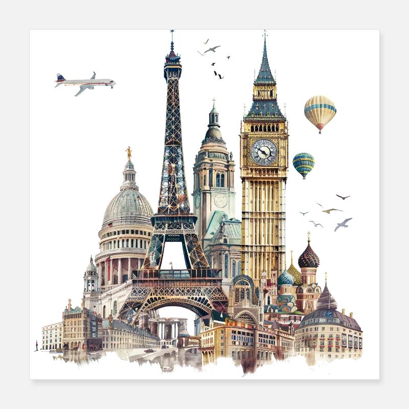 Les points de repère sont généralement des bâtiments Poster 40 x 40 cm