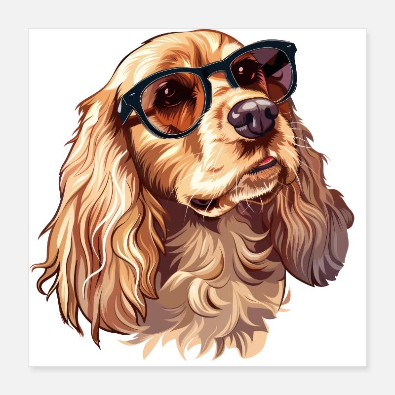 Cocker Spaniel, Dog, Sunglasses, Summer Poster 16" x 16" (40x40 cm)