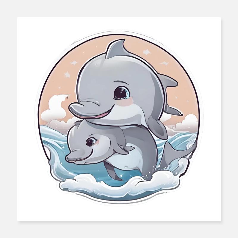 Design bebe dauphin Poster 40 x 40 cm