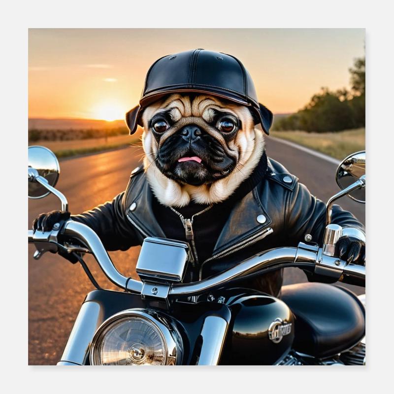 Motard pour chien dans le style d’une veste en cuir Poster 40 x 40 cm