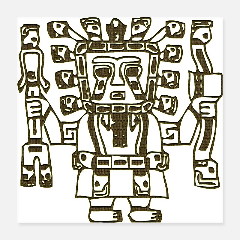 maya mexico aztec mexican tribar indian skull inca Poster 16" x 16" (40x40 cm)
