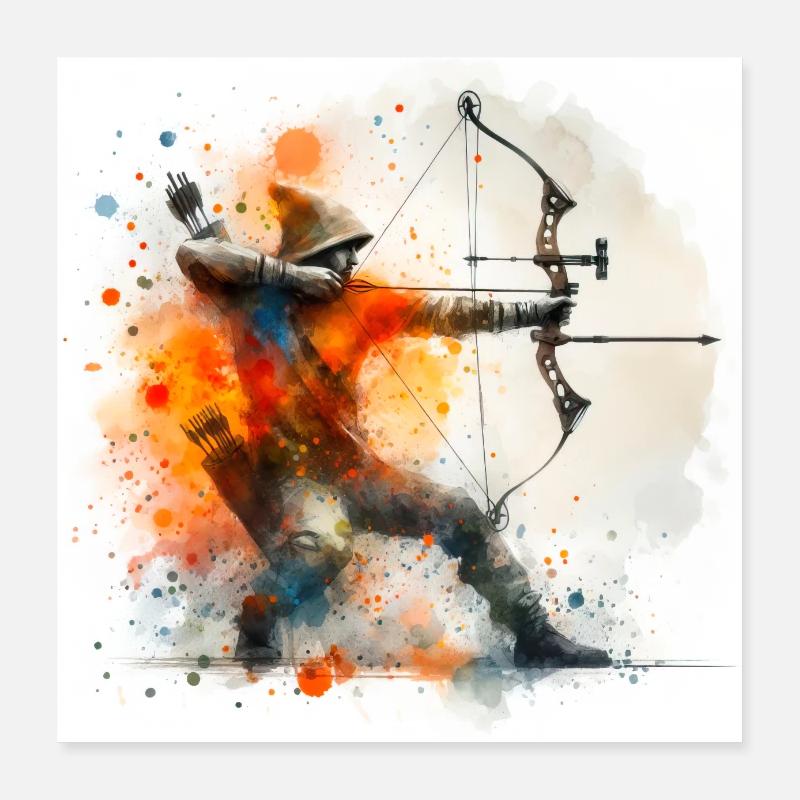Archer aquarelle Poster 40 x 40 cm