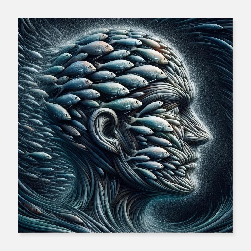 Visage des Poissons 2 Poster 40 x 40 cm