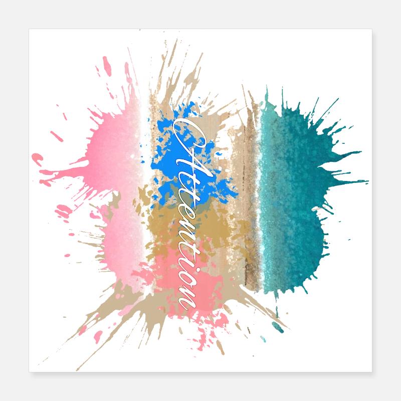 Attention - Colored Beach Paint Style Poster 16" x 16" (40x40 cm)