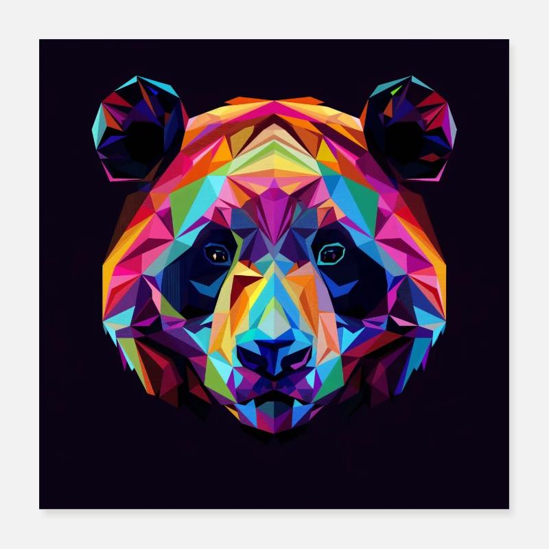 Panda Portrait - Poster 40x40 cm - Weiß