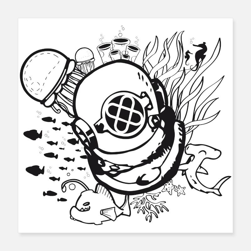 underwater explorer Poster 16" x 16" (40x40 cm)