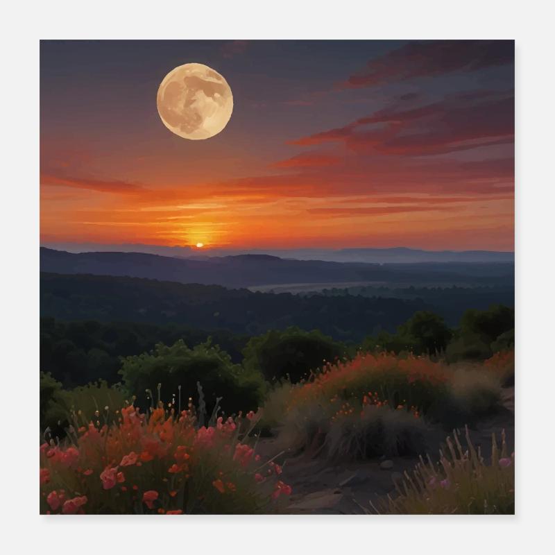 Paysage Coucher De Soleil Poster 40 x 40 cm