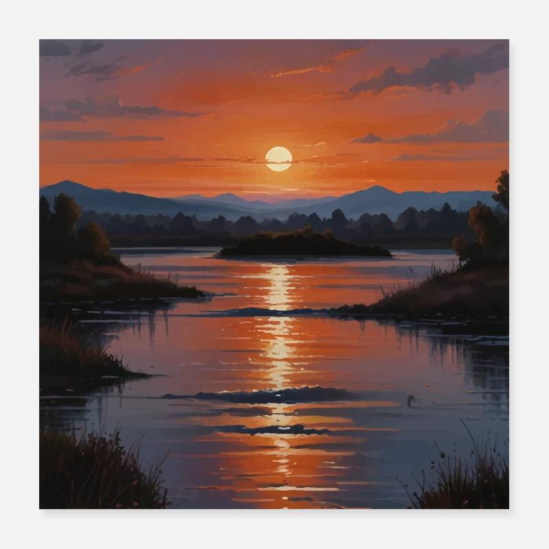 Paysage Coucher De Soleil Poster 40 x 40 cm
