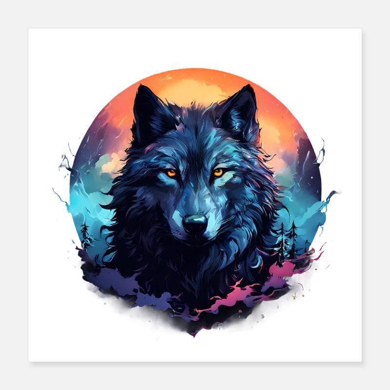 Loup noir Poster 40 x 40 cm