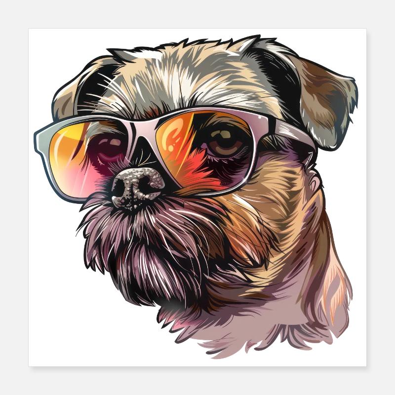 Belgian Dwarf Griffons, Brussles Griffon, Dog Poster 16" x 16" (40x40 cm)