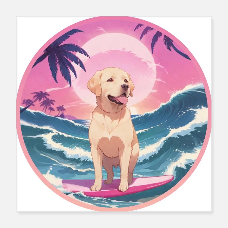 Surfeur de Labrador Retriever 🐾 2 Poster 40 x 40 cm