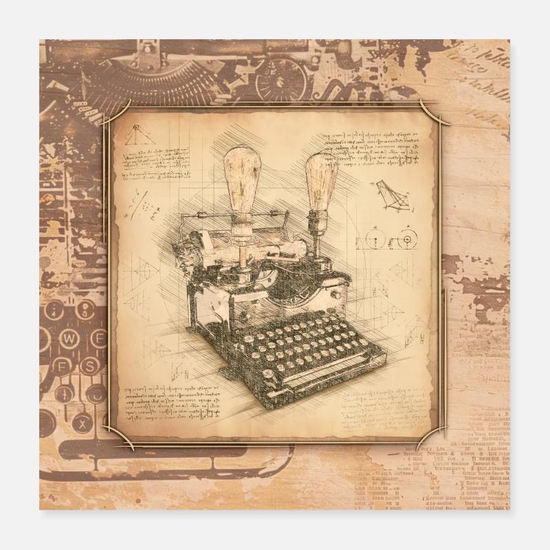 Vintage Art for Authors & Writers Poster 16" x 16" (40x40 cm)