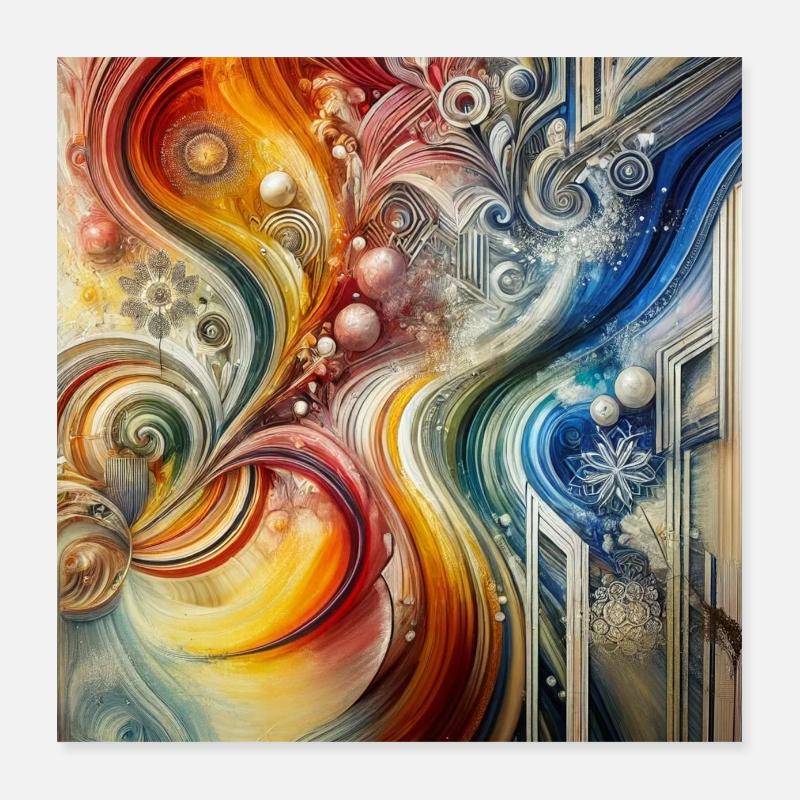 Aetheric Fusion - Abstract Painting Poster 16" x 16" (40x40 cm)