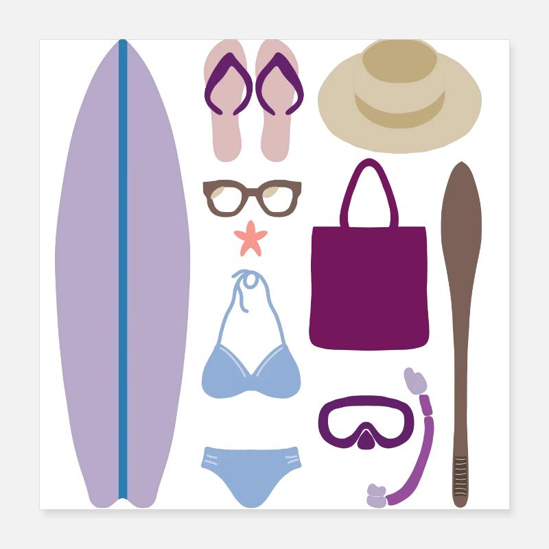 Sommer Sonne Strand Poster 40x40 cm