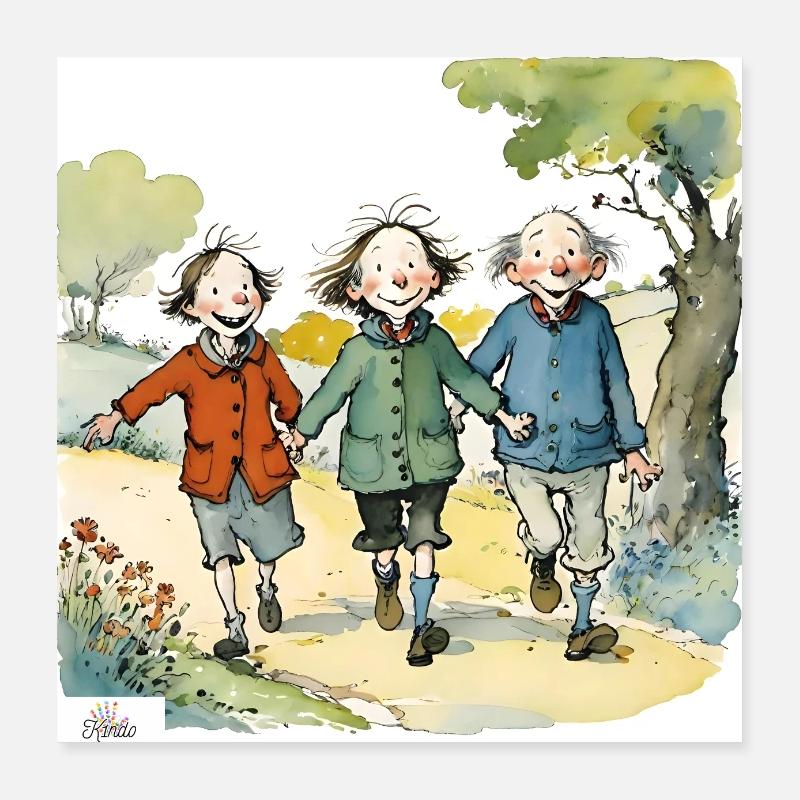 Vintage 3 Freunde Poster 40x40 cm