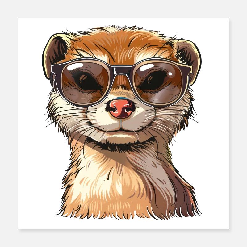 Mongoose, mongoose, sunglasses, summer, gift Poster 16" x 16" (40x40 cm)