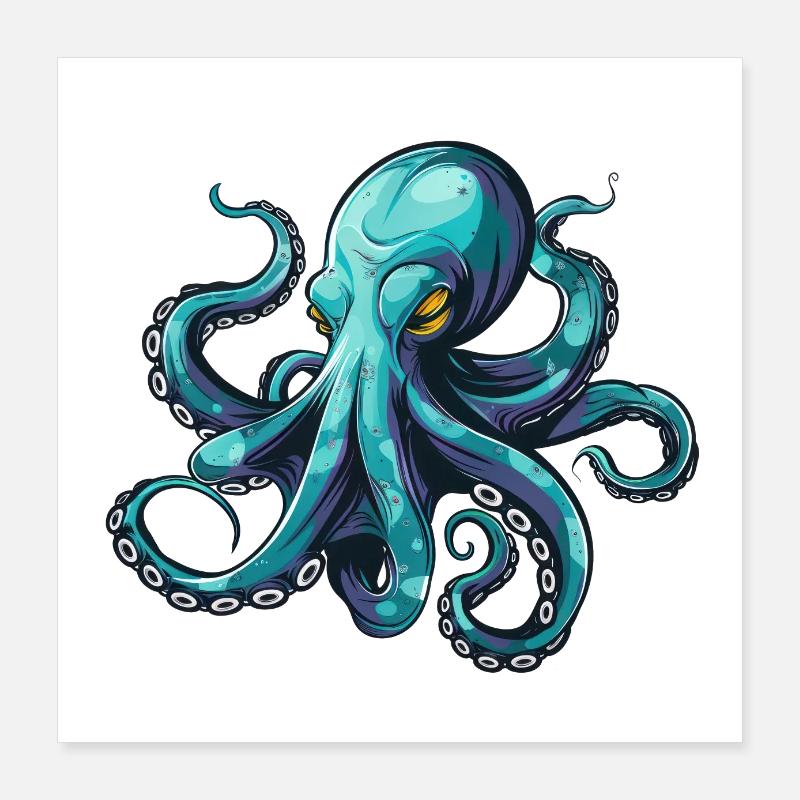 Octopus, Kraken, Oktopus, Sommer, geschenk Poster 40x40 cm