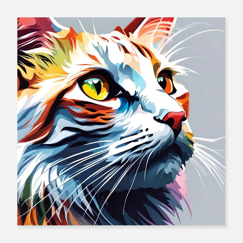 Katze weissrot Poster 40x40 cm