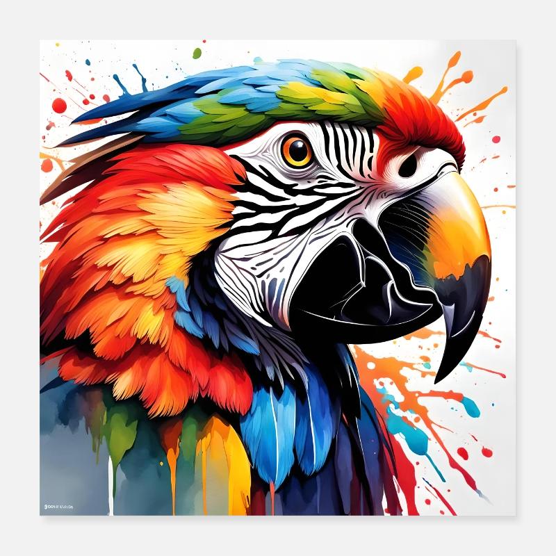 Papagei farbig Poster 40x40 cm