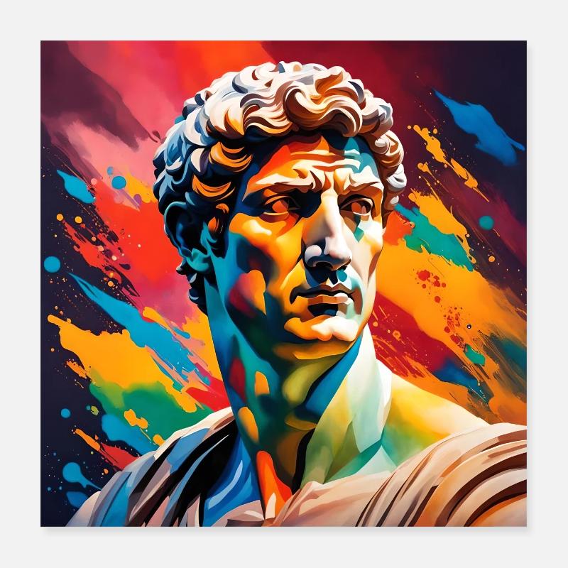 Michel-Ange David coloré Poster 40 x 40 cm