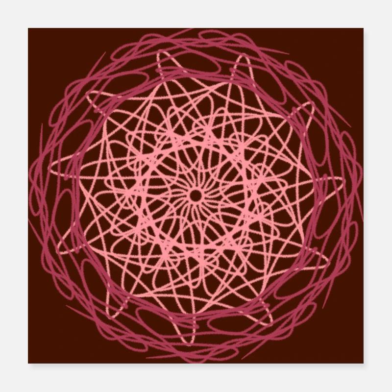 Fleur de mandala rouge Poster 40 x 40 cm