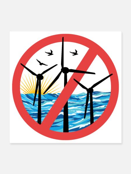 Stopp Offshore Windkraft - Poster 40x40 cm - Weiß