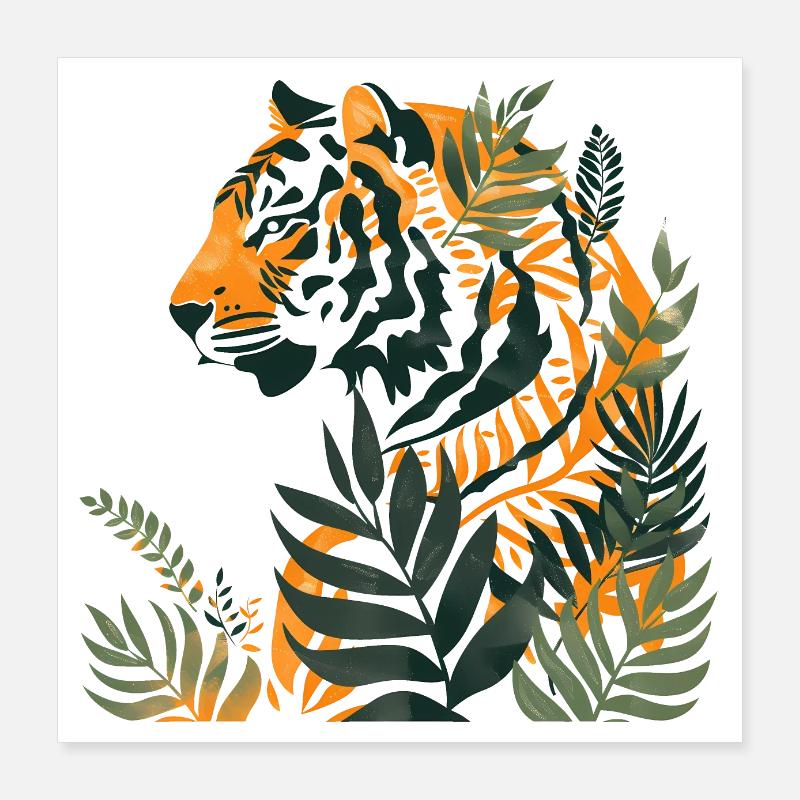 Tiger Leaf Silhouette Poster 16" x 16" (40x40 cm)