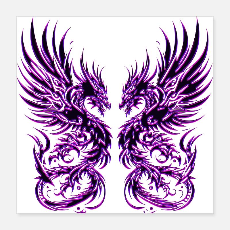 Fantasy Dragon Anime Drachenkopf Mythisch Reptil Magie Poster 40x40 cm