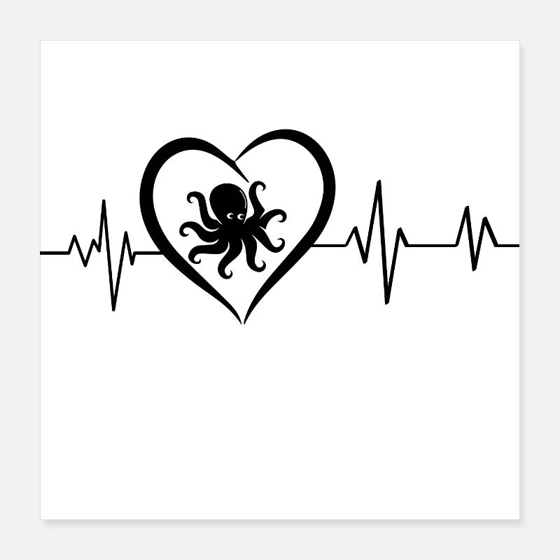Oktopus-Herzschlag Poster 40x40 cm
