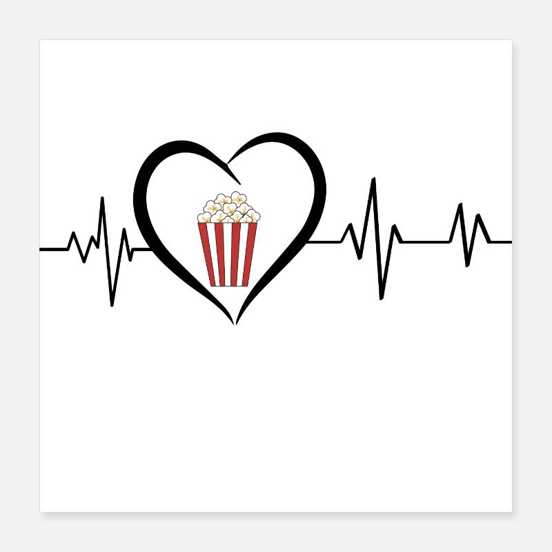 Popcorn-Herzschlag Poster 40x40 cm