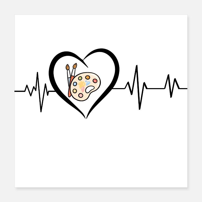 heartbeat drawing Poster 16" x 16" (40x40 cm)