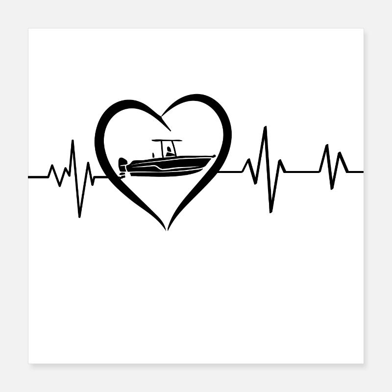 Herzschlag-Boot Poster 40x40 cm