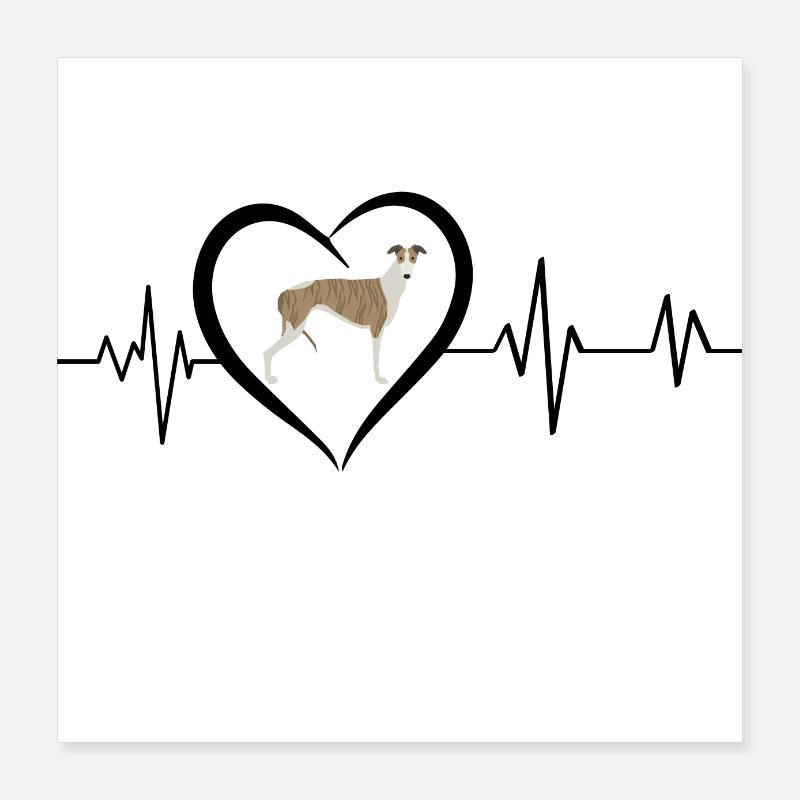 Whippet-Herzschlag Poster 40x40 cm