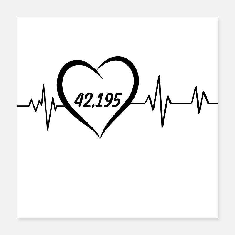 Herzschlagfrequenz Marathon Rennen Poster 40x40 cm