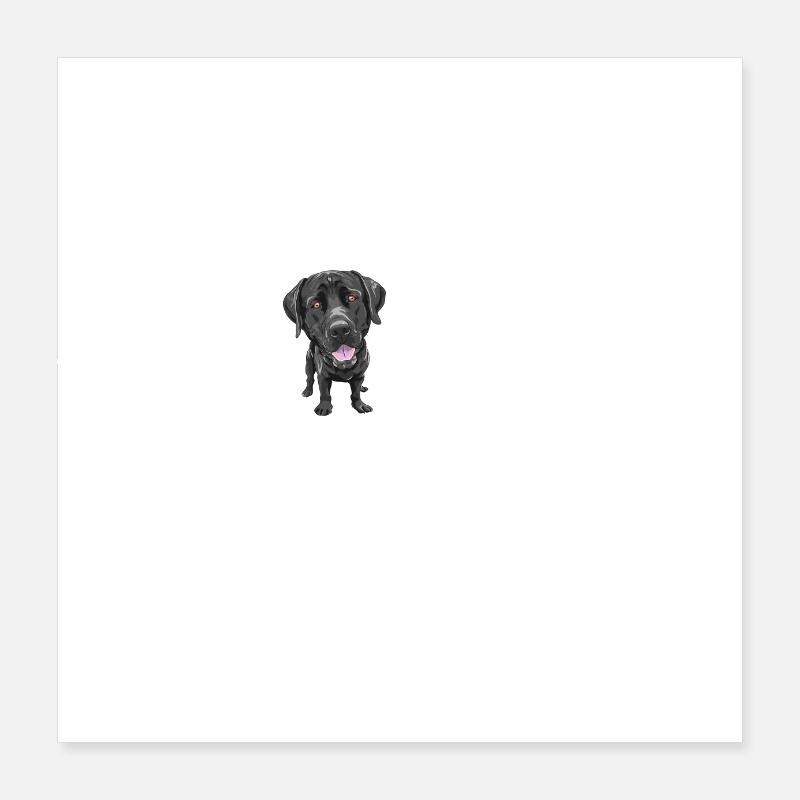 Schwarzer Labrador Herzschlag Poster 40x40 cm
