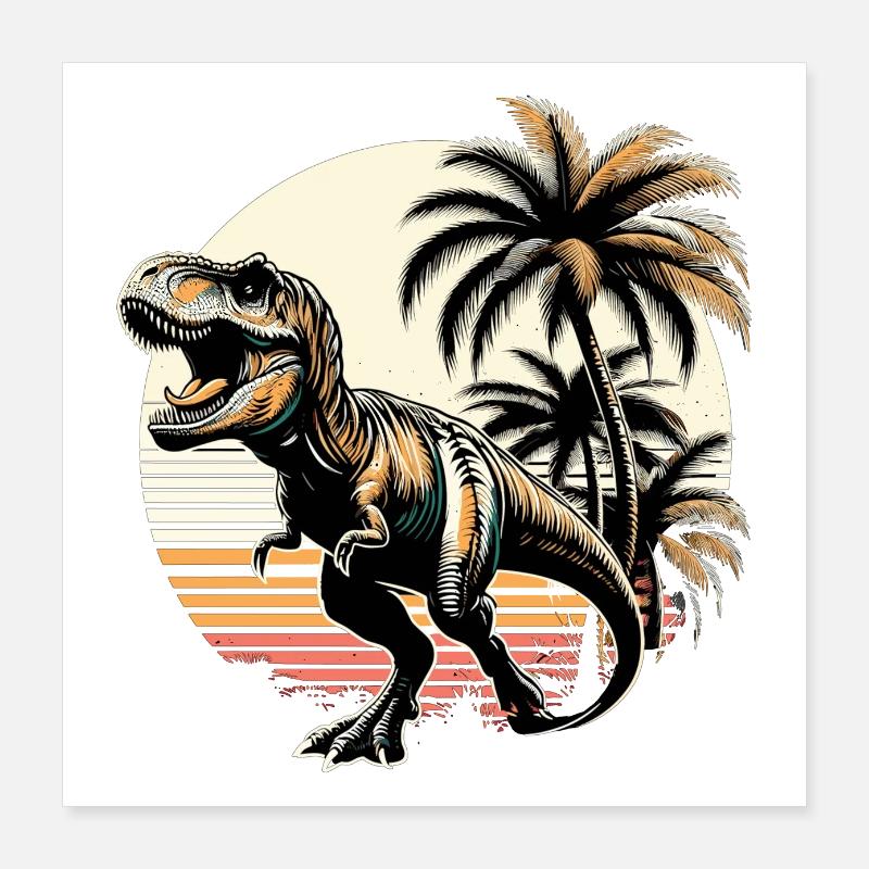 Roaring T-Rex Dinosaur Gift Poster 16" x 16" (40x40 cm)