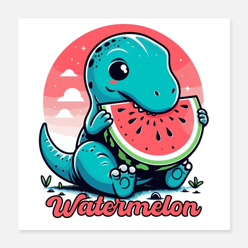 Cute T-Rex Watermelon Summer Gift Poster 16" x 16" (40x40 cm)